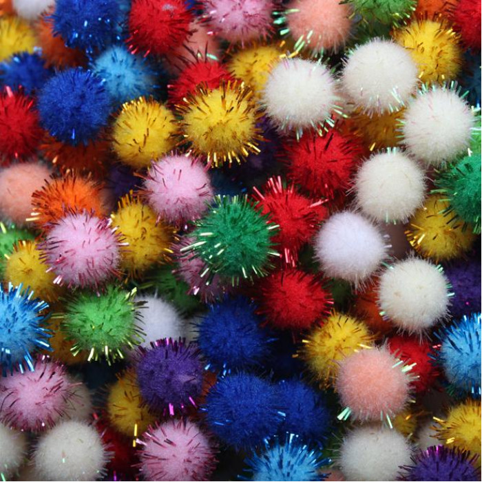 Pompony z lureksem dekoracyjne 15 mm Mix Kolor