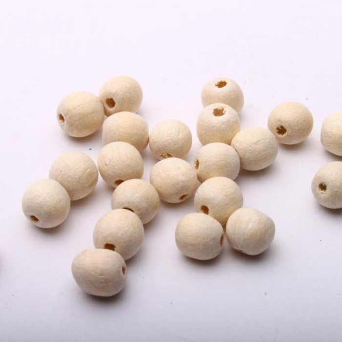 Koraliki drewniane naturalne nielakierowane 7-8 mm kulki z dziurką 1,7 mm