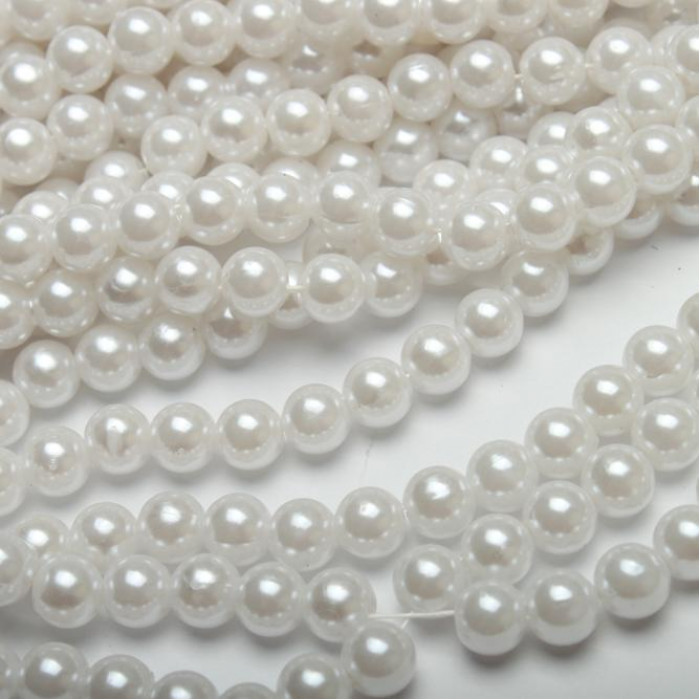 Koraliki Perełki z dziurkami 8 mm аkrylowe perłowe Białe