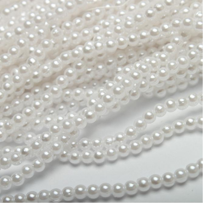 Koraliki Perełki z dziurkami 4mm аkrylowe perłowe Białe