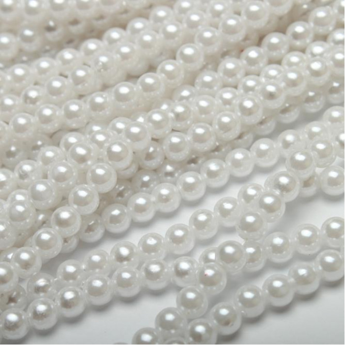 Koraliki Perełki z dziurkami 6 mm аkrylowe perłowe Białe