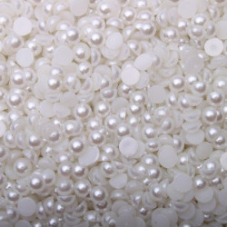 Półperełki, pół płaskie okrągłe 5 mm Białe