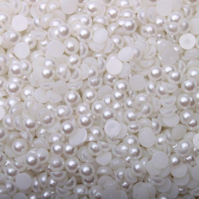 Półperełki, pół płaskie okrągłe 5 mm Białe