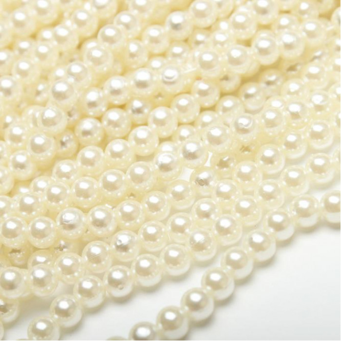 Koraliki Perełki z dziurkami 6 mm аkrylowe perłowe Mleczne