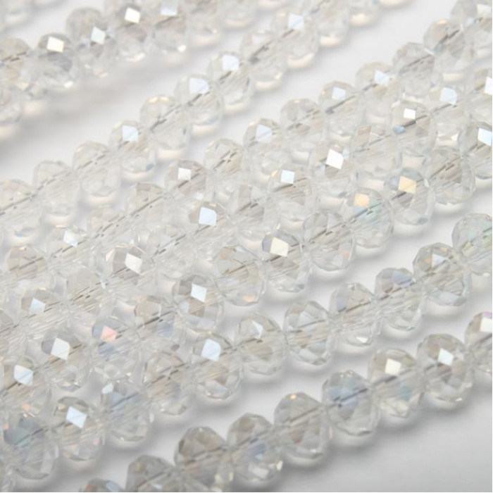 Koraliki kryształki Rondelle AB 6 mm przezroczyste