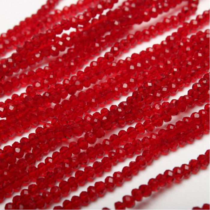 Koraliki kryształki Rondelle 2 mm czerwone