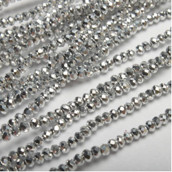 Koraliki kryształki Rondelle 2 mm srebrny metalik