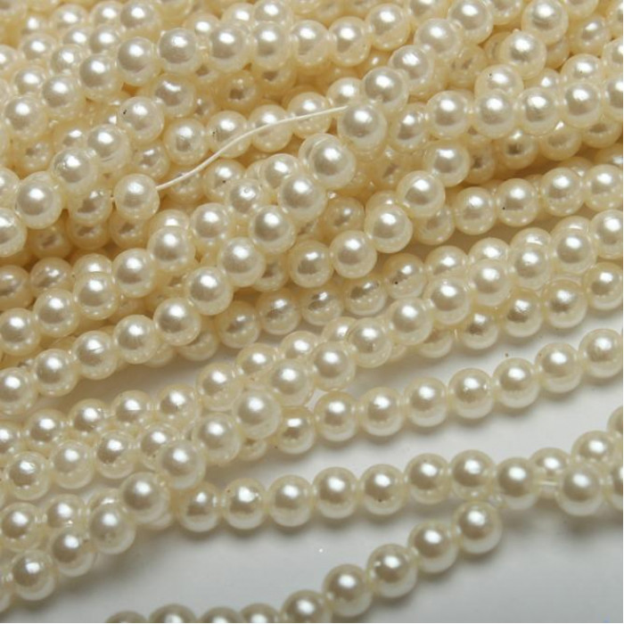 Koraliki Perełki z dziurkami 4 mm аkrylowe perłowe Mleczne