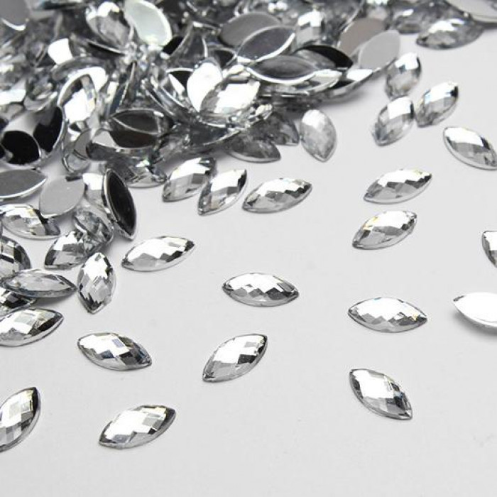 Kryształki Ryż fasetowany akryl 5x10 mm Srebrne