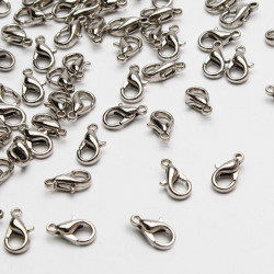 Zapięcie karabińczyk 12 mm, metal - kolor ciemny srebrny