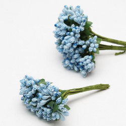 Pręciki do kwiatków i ozdób dekoracyjne Niebieskie 12 gałązek